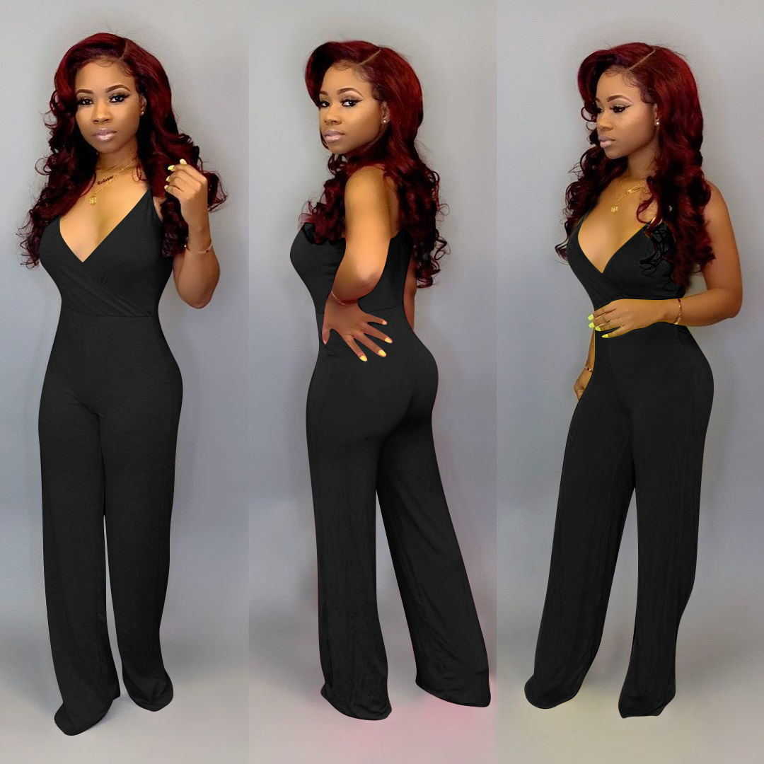 women's 2023 new solid color sexy suspender bodycon Jumpsuit pants jumpsuits rompers black clothes