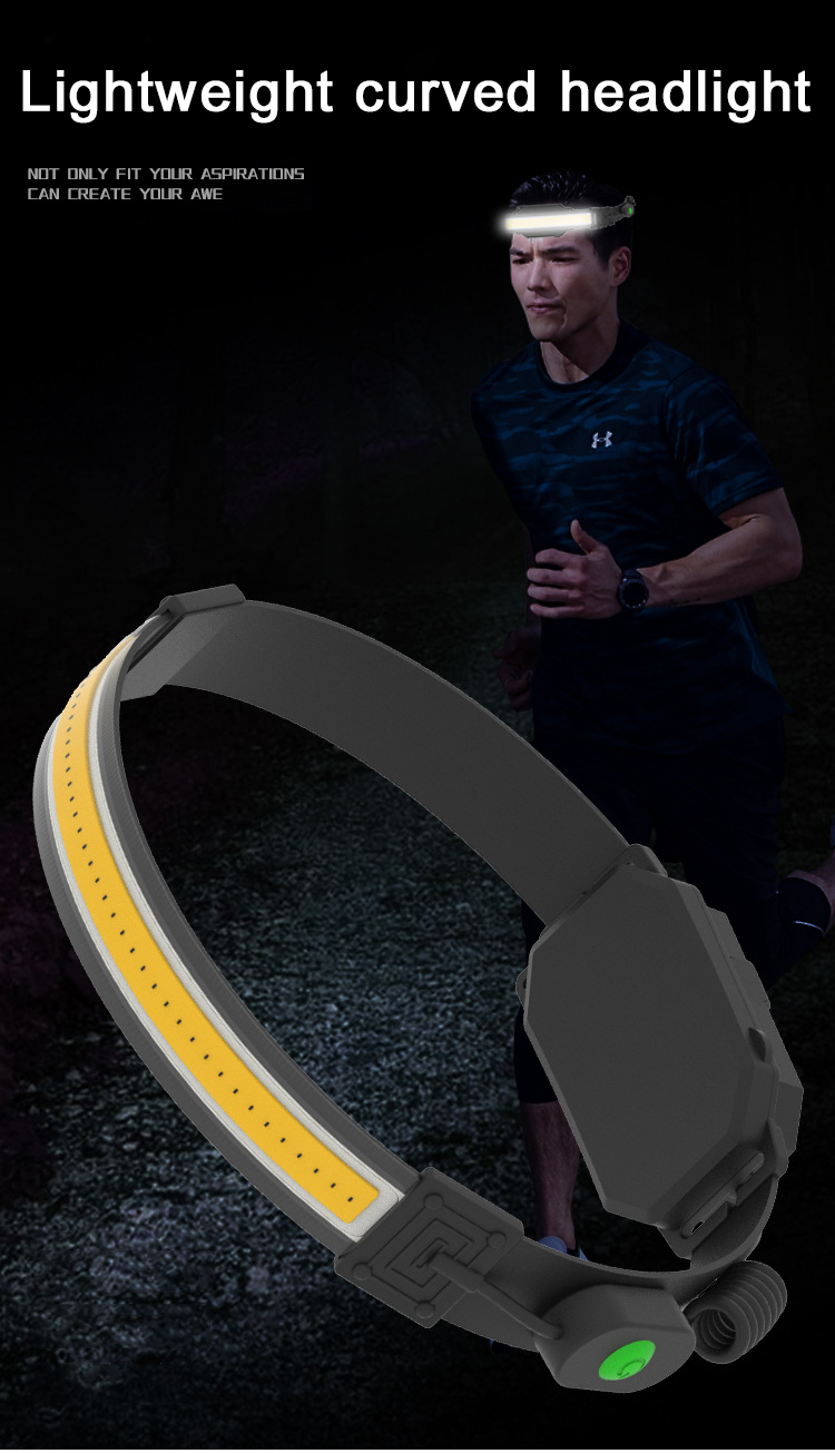 New COB LED Headlamp Soft Light Night Running Small USB Charging Floodlight Camping Lamp Fishing Headlight