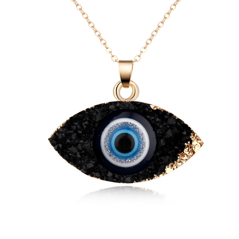 Hip Hop 18K Gold Plated Evil Eye Pendant Necklace Earrings Jewelry Set for Women Good Luck Charm Crystal Necklace Earrings Lucky Jewelry Gift Fashion 