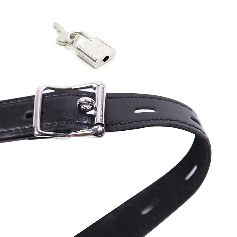 camaTech Silicone Double-Ended Dildos Gag Strap On Open Mouth Dong Plug With Locking Buckles Leather Harness Bondage For Couples 220411