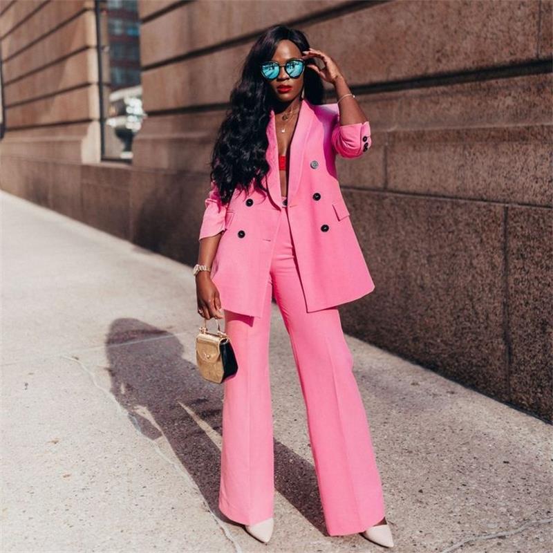 Fashion Pink Women's Blazer Suits 2022 Bridesmaid Dress Streetwear Long Sleeved Double Breasted Ladies Outfits Jacket Pants
Fashion Pink Women's Blazer Suits 2022 Bridesmaid Dress Streetwear Long Sleeved Double Breasted Ladies Outfits Jacket Pants