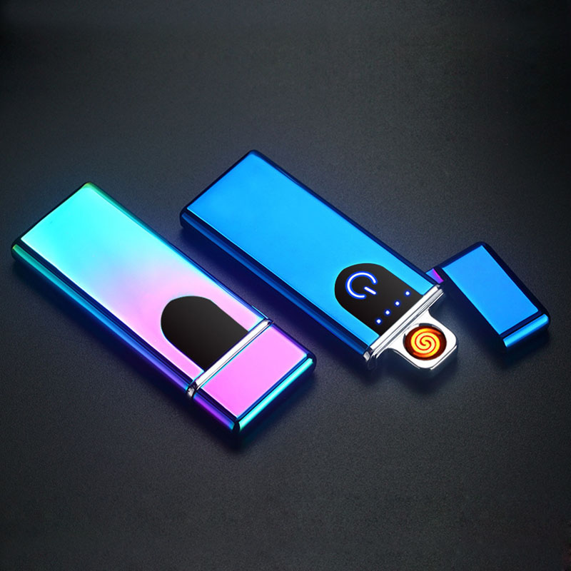 USB Lighter Rechargeable Electronic Lighters LED Screen Plasma Power Display Thunder Gadgets portable for travel W260202