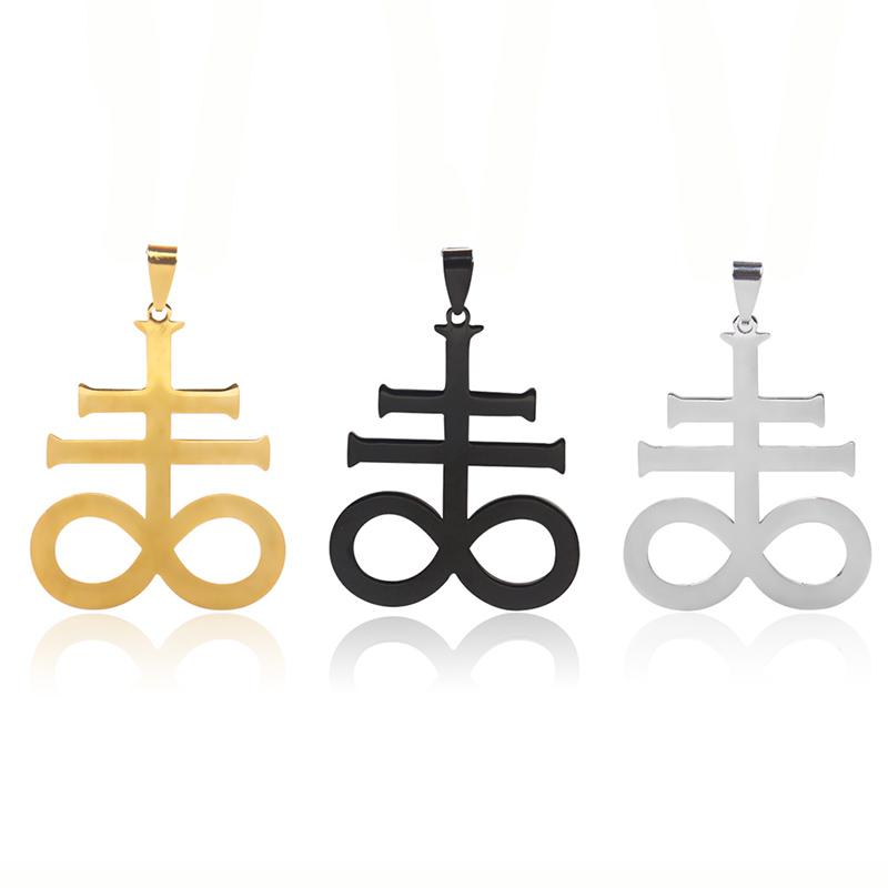 Pendant Necklaces 316 Stainless Steel Satan Lucifer Cross Gold Black Angel Evil Demon Devil Necklace DIY Hip-hop Collar Chain Jewelry Gift