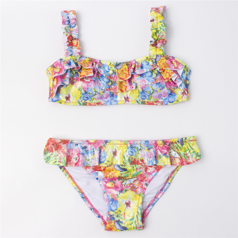 3 14 Years Kids Girls Bikini Set Print Swimwear Swimsuit Summer Children Biquini Infantil Bathing Suit A369 220530