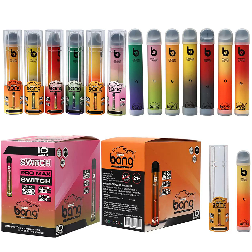 Bang Pro Max Switch 2 In 1 Disposable E cigarettes 1000+1000 Puffs Vape Pen 7ml Capacity 1100mAh Battery Vapor Kit Vaporizers double xxl plus air bar lux
Bang Pro Max Switch 2 In 1 Disposable E cigarettes 1000+1000 Puffs Vape Pen 7ml Capacity 1100mAh Battery Vapor Kit Vaporizers double xxl plus air bar lux