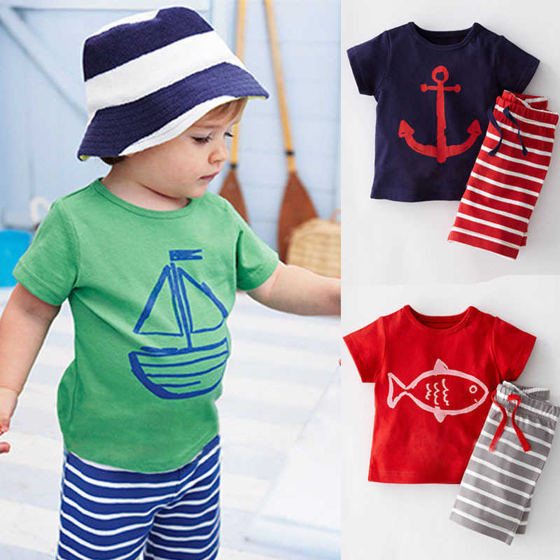 Boys Baby Cartoon Clothes anchor fish Striped Casual Suits 2pcs Sailboat Sets T shirt Pants 2pcs suit Children Clothes, Red
Boys Baby Cartoon Clothes anchor fish Striped Casual Suits 2pcs Sailboat Sets T shirt Pants 2pcs suit Children Clothes, Red
