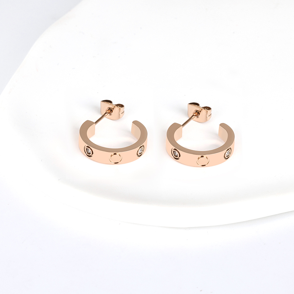 High edition ear Cuff Charms Ladies Stud Piercing engraved Titanium Steel jewelry Love earrings for Women