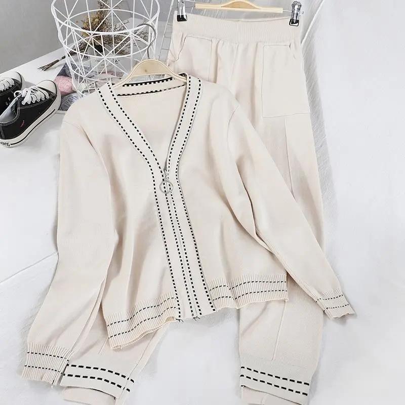 Women's Two Piece Pants Chic Zipper Knitted Cardigan 2 Set Women Spring Long Sleeve V-Neck Tops Sweatpants Outfits Knitwear Harem Capris Pan, Black
Women's Two Piece Pants Chic Zipper Knitted Cardigan 2 Set Women Spring Long Sleeve V-Neck Tops Sweatpants Outfits Knitwear Harem Capris Pan, Black