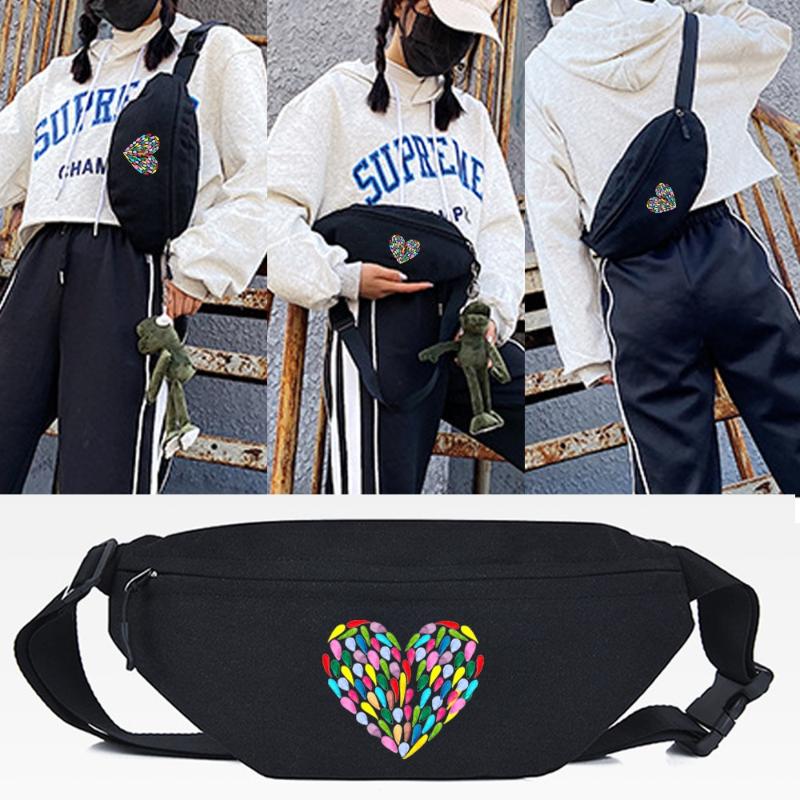 Waist Bags Colorful Hearts Print Women Zipper Pocket Chest Pack Fashion Handbag Unisex Crossbody Shoulder Portable Tote Bag, Black
Waist Bags Colorful Hearts Print Women Zipper Pocket Chest Pack Fashion Handbag Unisex Crossbody Shoulder Portable Tote Bag, Black