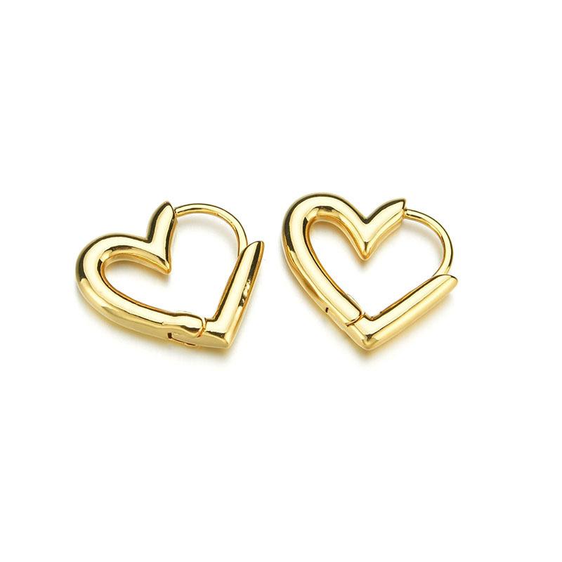 Hoop & Huggie Heart Shaped Earrings For Women Gold Love Korean Simple Fashion Temperament C Girl Birthday Jewelry GiftHoop