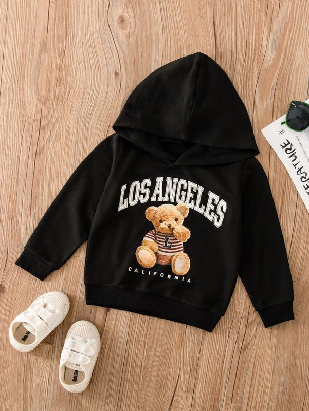 Toddler Boys Bear & Letter Graphic Hoodie SHE