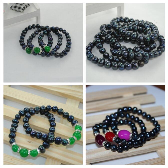 black 100% natural Freshwater Pearl Bracelet Beaded Strands crystal Agate 8-9mm Stretch Elastic fashion jewelry 4 style selection
black 100% natural Freshwater Pearl Bracelet Beaded Strands crystal Agate 8-9mm Stretch Elastic fashion jewelry 4 style selection
