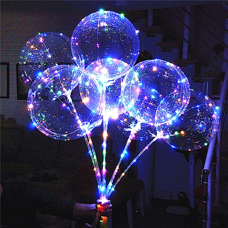 LED string Light BoBo Balloons with Stick 3 Levels Flashing Handle 20 Inches Christmas Birthday Party Decoration