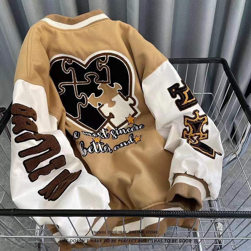 Mens Jackets street retro Letter embroidery baseball uniform cotton bomber a220823