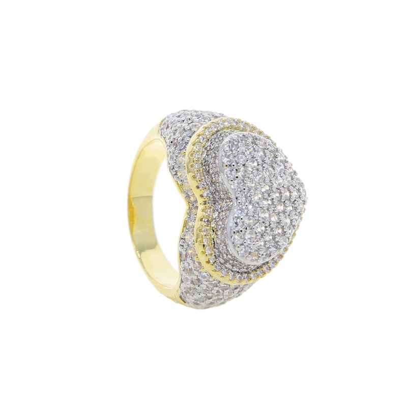 New arrived fashion two tone finger ring paved full cz stone for women men party wedding rings jewelry wholesale