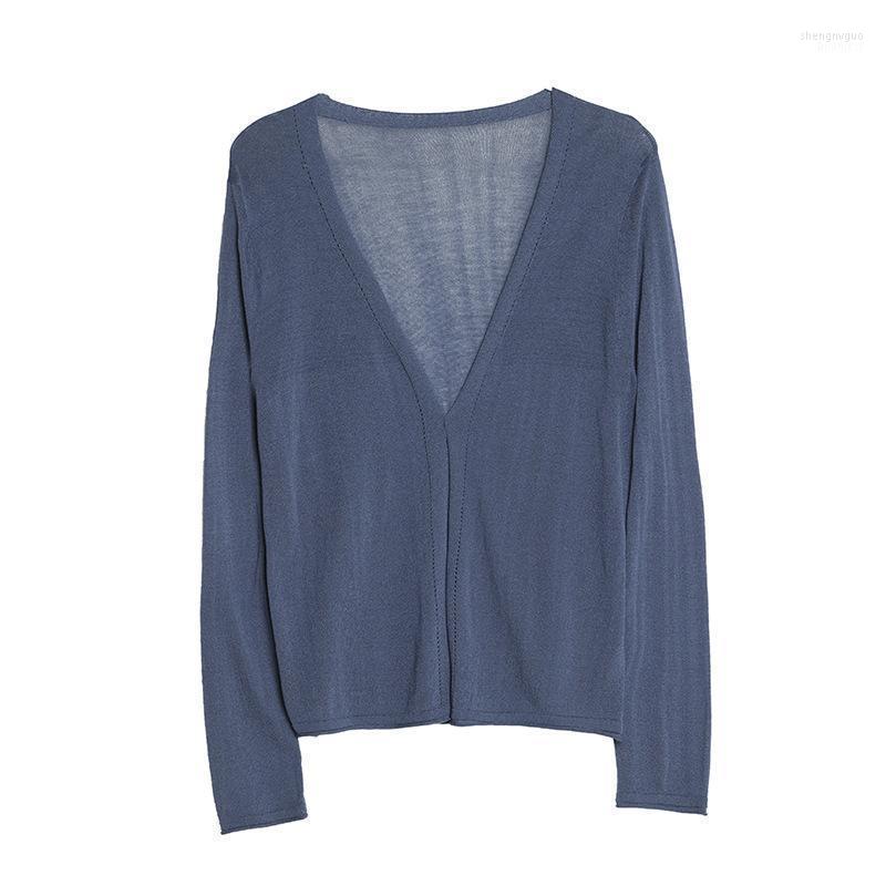 Women's Jackets Spring And Summer Solid Color V-neck Knitted Cardigan Women 2022 Slim Temperament Simple Loose Coat Long Sleeve Top, Gray-blue
Women's Jackets Spring And Summer Solid Color V-neck Knitted Cardigan Women 2022 Slim Temperament Simple Loose Coat Long Sleeve Top, Gray-blue