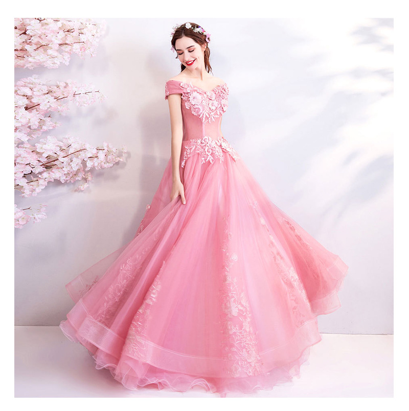 Pink Dubai Elegant Long Sleeves A-Line Wedding Dresses Sheer Crew Neck Lace Appliques Beaded Vestios De Novia Bridal Gowns With Buttons 403
