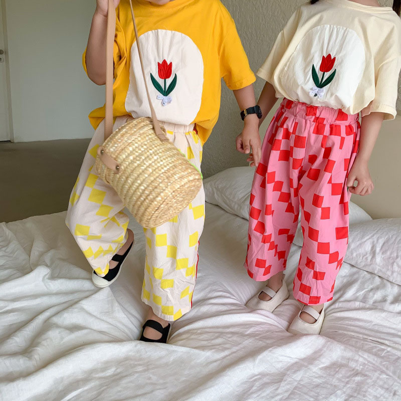 MILANCEL Summer Kids Clothes Cotton Casual Boys Pants Korean Girls Pants Loose Trousers Pants for Brothers and Sisters 220512