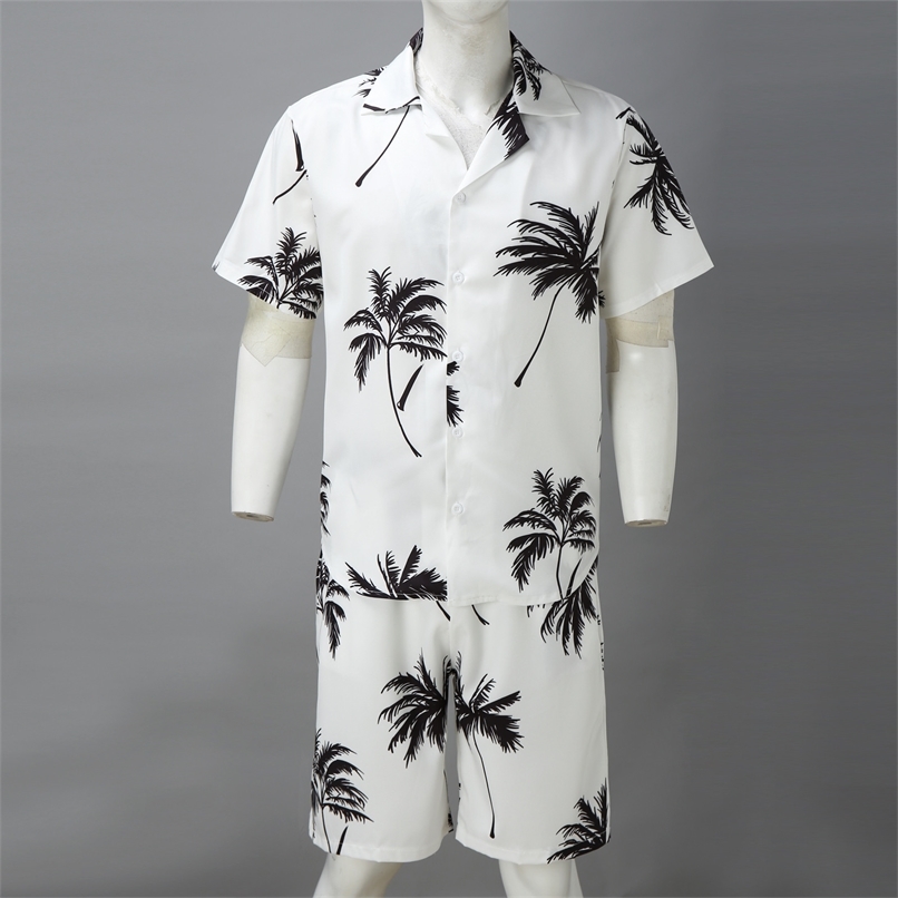 Summer Hawaii Trend Print Sets Men Shorts Shirt Clothing Set Casual Palm Tree Floral Beach Short Sleeve Suit 220705