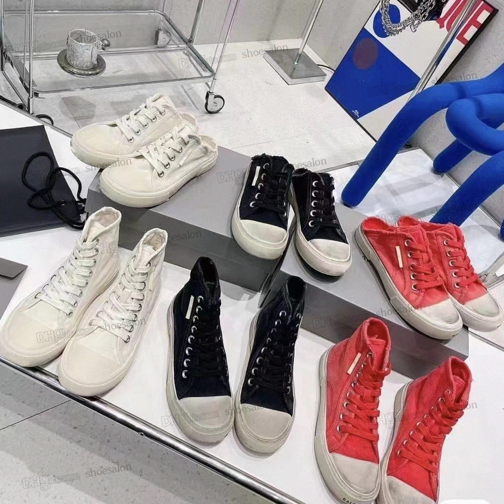 Classic new vintage distressed canvas shoes paris high top wash destroyed old effect Vulcanized sole half slippers black white red couple rubber balenciagas
Classic new vintage distressed canvas shoes paris high top wash destroyed old effect Vulcanized sole half slippers black white red couple rubber balenciagas