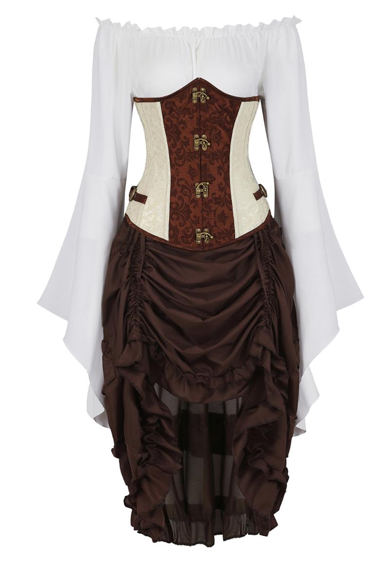 Bustiers & Corsets Three-Piece Steampunk Locking Long Sleeve Gothic Corset Dress Straps Vintage Pirate Skirt Sets Zipper Medieval CostumesBu, 6530white
Bustiers & Corsets Three-Piece Steampunk Locking Long Sleeve Gothic Corset Dress Straps Vintage Pirate Skirt Sets Zipper Medieval CostumesBu, 6530white