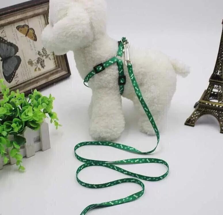 Dog Harness Leashes Nylon Printed Adjustable Pet Collar Puppy Cat Animals Accessories Necklace Rope Tie