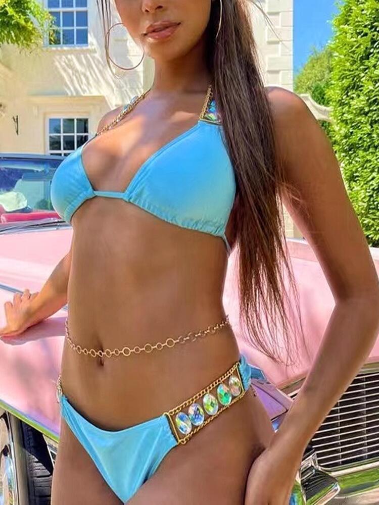Women' Swimwear Sexy Metal Chains Halter Diamond Bikini Women Swimsuit Female Ribbed Two Pieces Set Brazilian Bathing Suit SwimWomen, B394green
Women' Swimwear Sexy Metal Chains Halter Diamond Bikini Women Swimsuit Female Ribbed Two Pieces Set Brazilian Bathing Suit SwimWomen, B394green