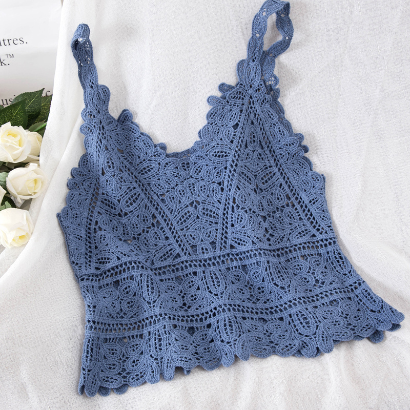 Summer Sweet Short Style Lace Vest crop top Women Hollow Out Fashion Camis Vacation Beach Knitted LooseTop Womens Sexy Tank Tops 220316