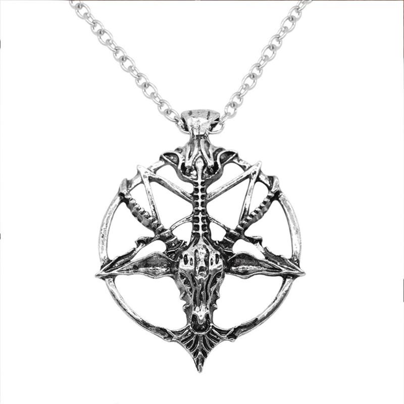 Pendant Necklaces Steampunk Inverted Pentagram Pan God Skull Goat Head Metal ChokerPendant
Pendant Necklaces Steampunk Inverted Pentagram Pan God Skull Goat Head Metal ChokerPendant