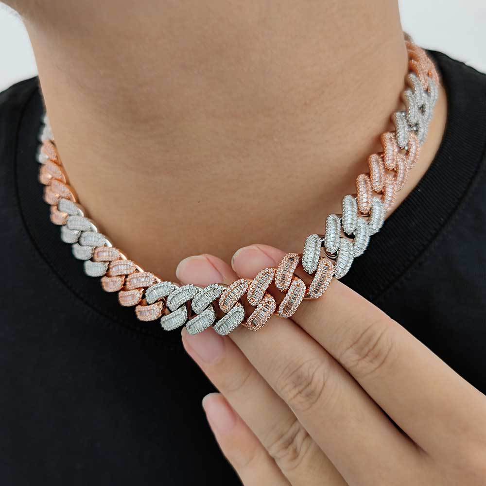 15mm Hip Hop Tennis Chain TopBling Rose Gold T Cubic Zirconia 18k Real Gold Plated Graduated Link Necklaces