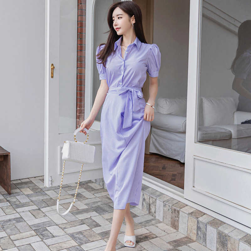 summer Korean temperament slim fashion belt waist striped shirt dress Office Lady Sheath KneeLength 210603, Blue stripes
summer Korean temperament slim fashion belt waist striped shirt dress Office Lady Sheath KneeLength 210603, Blue stripes