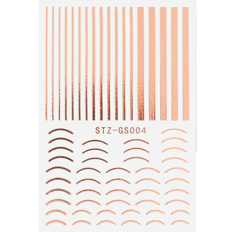 Nail Gel Toy 3d Lines Stickers Diy Rose Gold Metal Stripe Letters Decals Curve Art Sliders Self Adhesive Decorations Manicure 0328