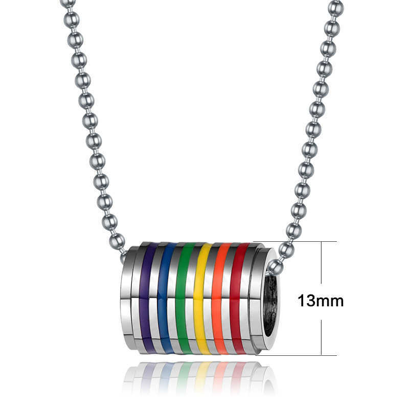 New Rainbow Stainless Steel Circle Pride Gay Necklace Men Fashion Couple Unisex Pendant Chain High Quality Jewelry Gifts
