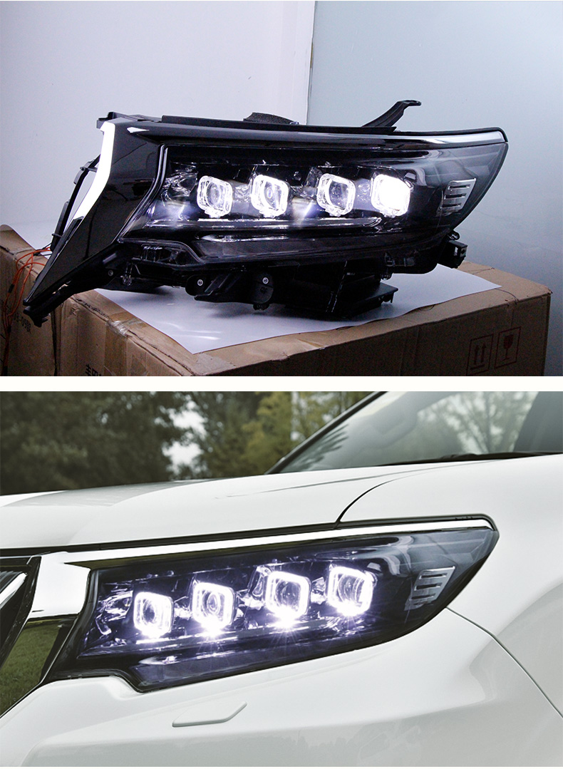 Full LED Head Light For Toyota Prado LC200 LED Headlight 17-21 Daytime Running Lights High Beam Lens Angel Eye Lamp