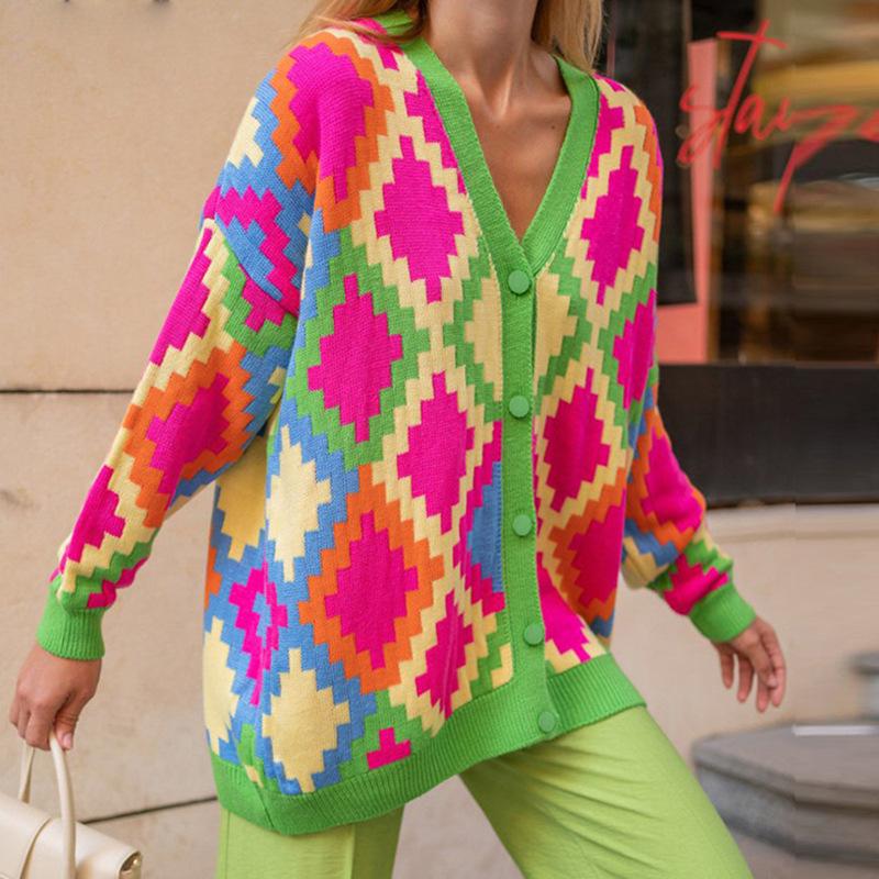 Women' Knits & Tees Y2K Knitted Argyle Cardigan Women Oversized Long Sleeve Casual Sweaters Vintage Autumn Winter Loose Fashion Streetwear, Orange
Women' Knits & Tees Y2K Knitted Argyle Cardigan Women Oversized Long Sleeve Casual Sweaters Vintage Autumn Winter Loose Fashion Streetwear, Orange
