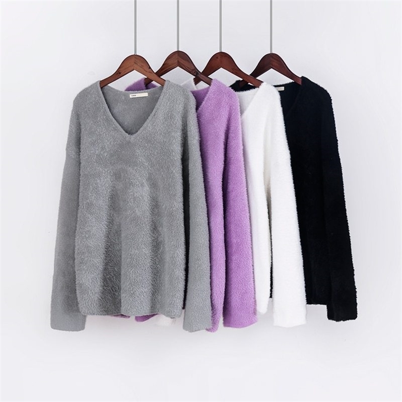 Toppies Winter sweater Woman White v-neck oversized Pullovers soft warm pullovers 210203
Toppies Winter sweater Woman White v-neck oversized Pullovers soft warm pullovers 210203