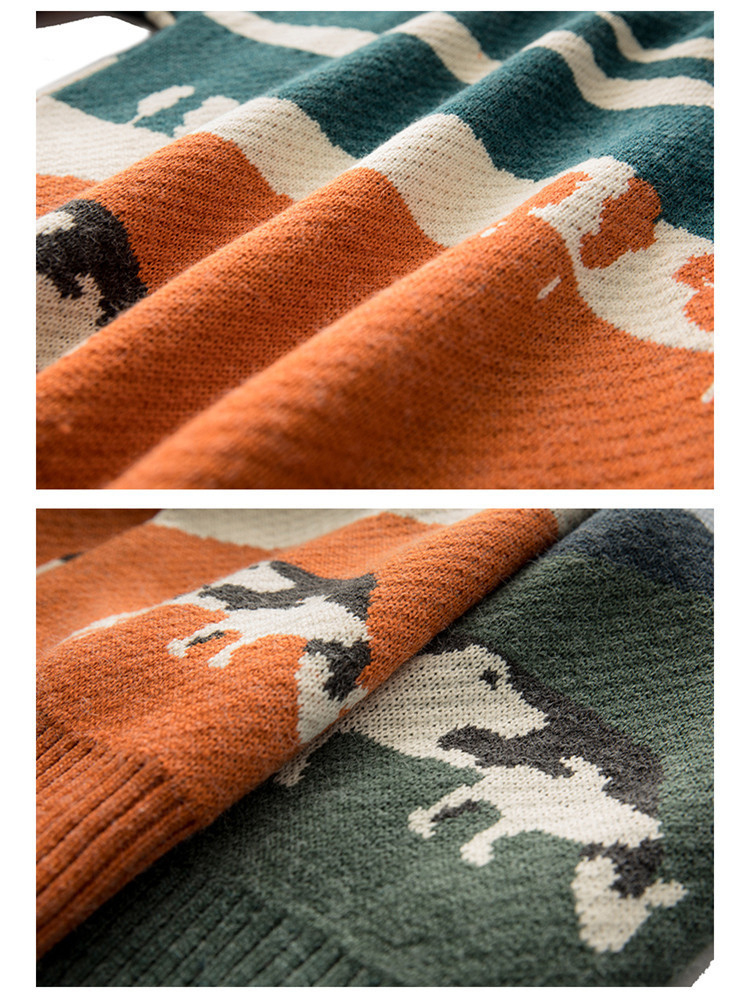 Knitted Pullovers Women Cows Winter Sweater Ladies Round Neck Long Sleeves Tops Female Casual Fashion Jumpers Pull Femme 220816