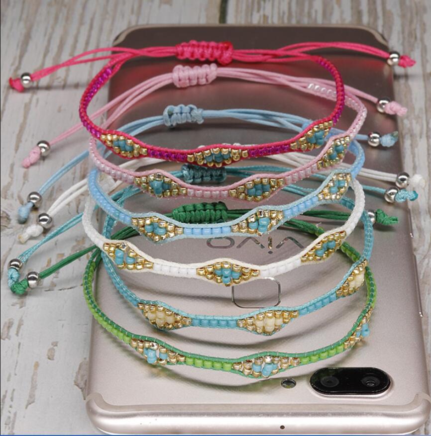 Handmade String Beaded Bracelets Jewelry Braided Woven Friendship Wish Wristband Anklet Adjustable for Women Girl