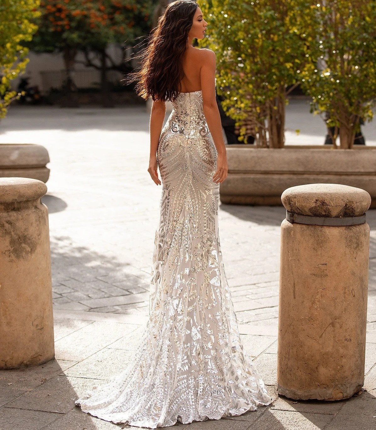 Fashion Gray /Navy Blue Mermaid Long Evening Dresses 2022 Strapless Bling Sequine Prom Party Gown Slim Fit Lovely Banquet Women Vestidos Fiesta Robe D