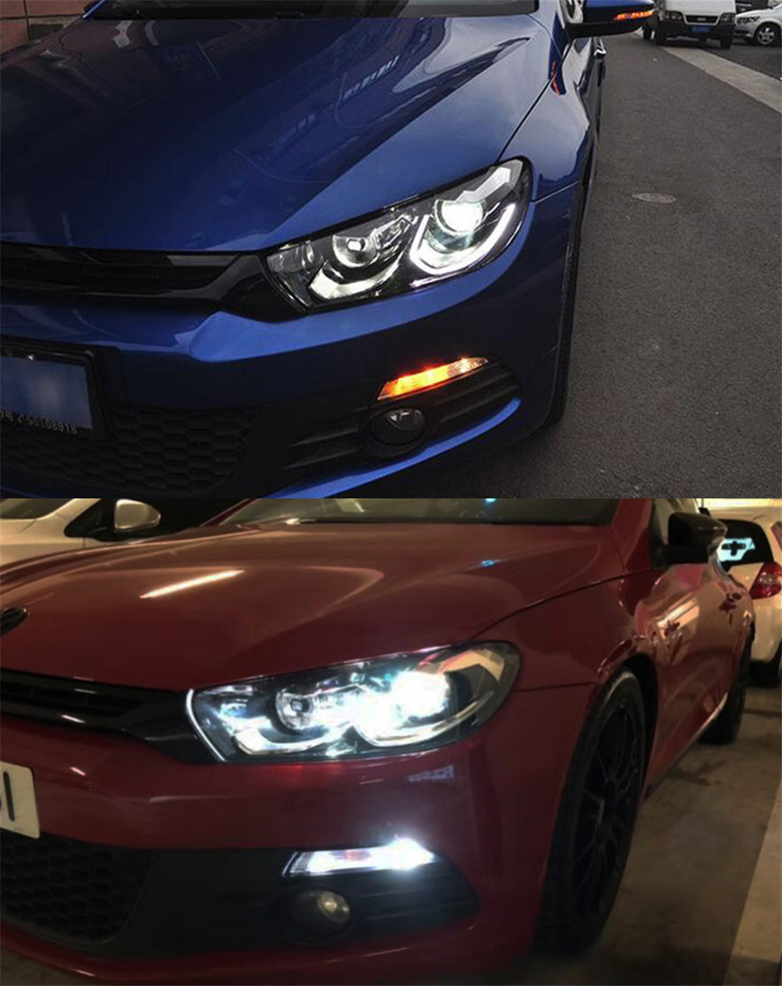 2 PCS Car Lights For Scirocco R 2009-20 15 Head Lamps LED Turn Signal Angel Eyes Headlights DRL Driving Light
