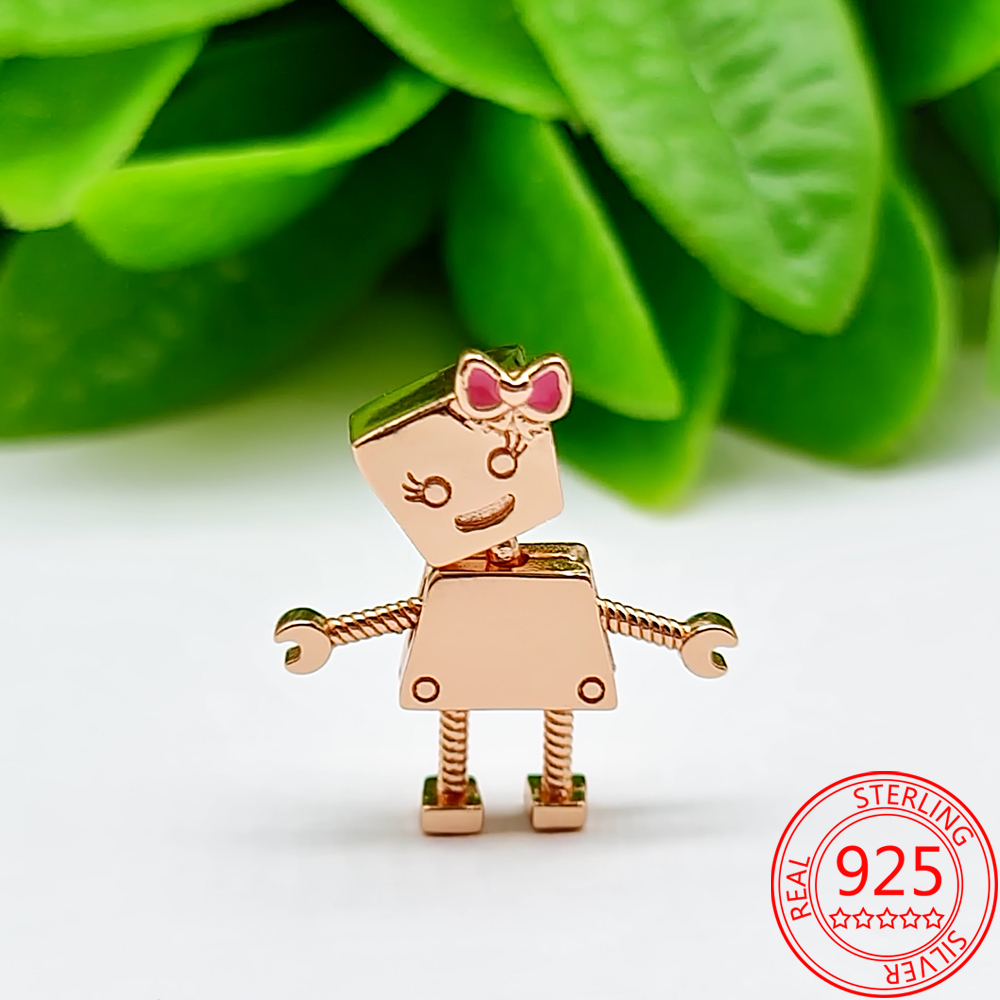 New Popular 925 Sterling Silver Charm Vermiculite Rose Golden Flower Tiger Cross Love Suitable For Jewelry Gifts