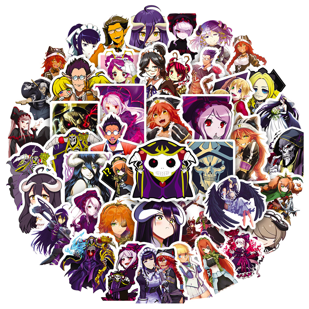 50Pcs Anime Overlord Stickers Momonga Albedo Sticker For Laptop Waterproof Graffiti Skateboard Sticker DIY Toy Decals Motorcycle