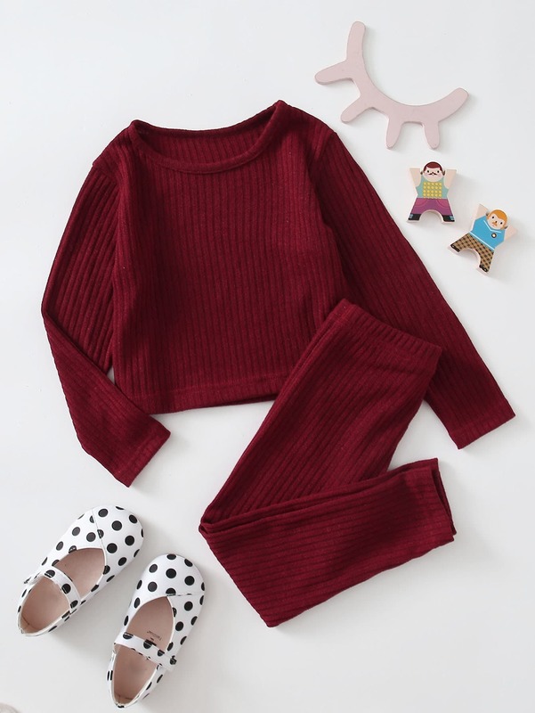 Girls Ribbed Knit Top & Leggings SHE