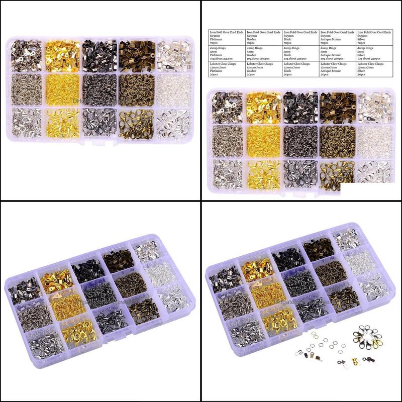 Clasps Hooks Jewelry Findings Components Set Diy Beading Making Kit With Lobster Jump Ring Dh4Sa