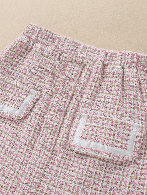 Toddler Girls Bear Embroidery Sweatshirt & Plaid Skirt SHE