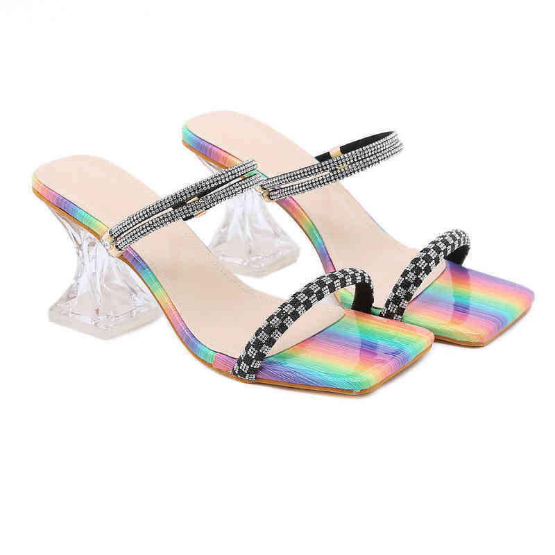 Women Slippers Dress Shoes High Heels Fashion Colorful Square Toe Pumps Luxury Rhinestone Sandals 220606 220616, Color
Women Slippers Dress Shoes High Heels Fashion Colorful Square Toe Pumps Luxury Rhinestone Sandals 220606 220616, Color