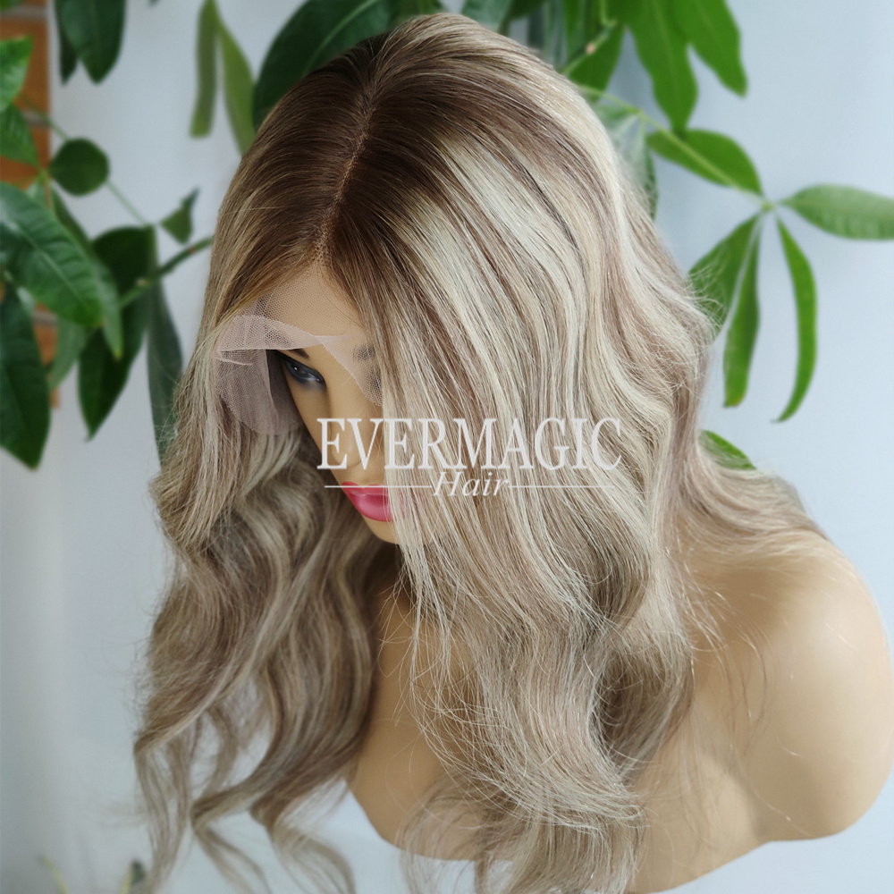 Celebrity Style Balayage 8C60 Color Deep Part Lace Front Wigs Super Natural Hair Line