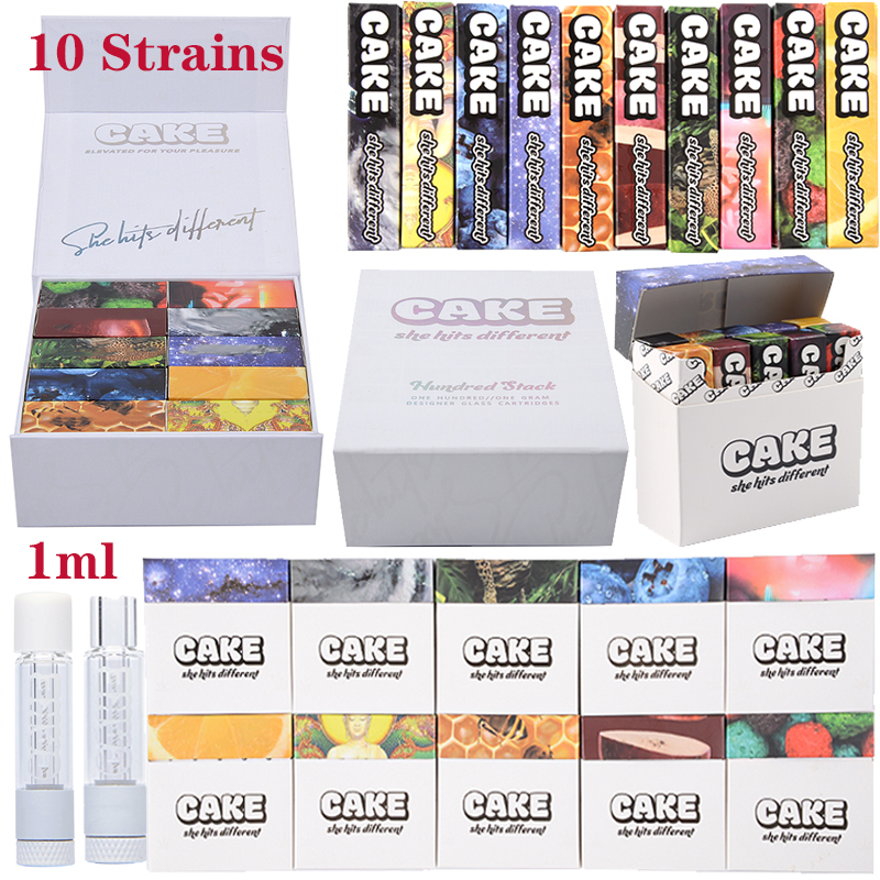 CAKE Full Glass Empty Atomizers Disposable Vape Pens Cartridges 510 Thread 1ML Carts Ceramic Coil Thick Oil Dab Wax Packaging E Cigarettes Vaporizers 10 Strains
CAKE Full Glass Empty Atomizers Disposable Vape Pens Cartridges 510 Thread 1ML Carts Ceramic Coil Thick Oil Dab Wax Packaging E Cigarettes Vaporizers 10 Strains