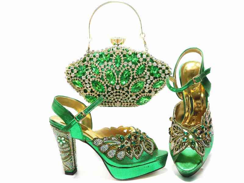 Sandals Dress Shoes Silver New High Heels And Bags To Match Set Decorated With Rhinestone Wedding Clutch And Bag Sets 220325