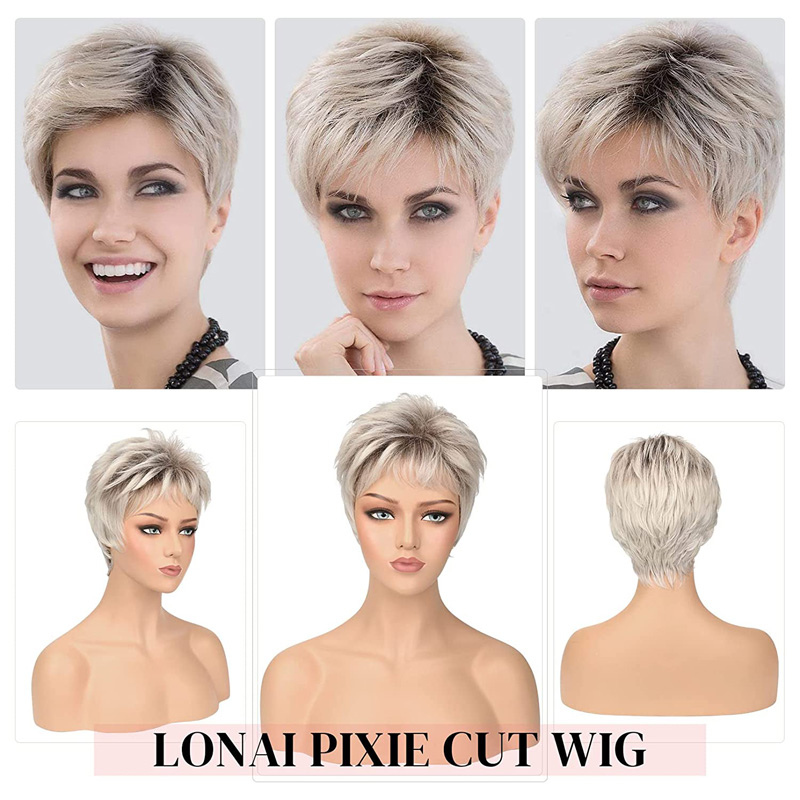 Short Purple Natural Layered Pixie Wig Synthetic Hair Replacement Wig for Daily Party Halloween Use